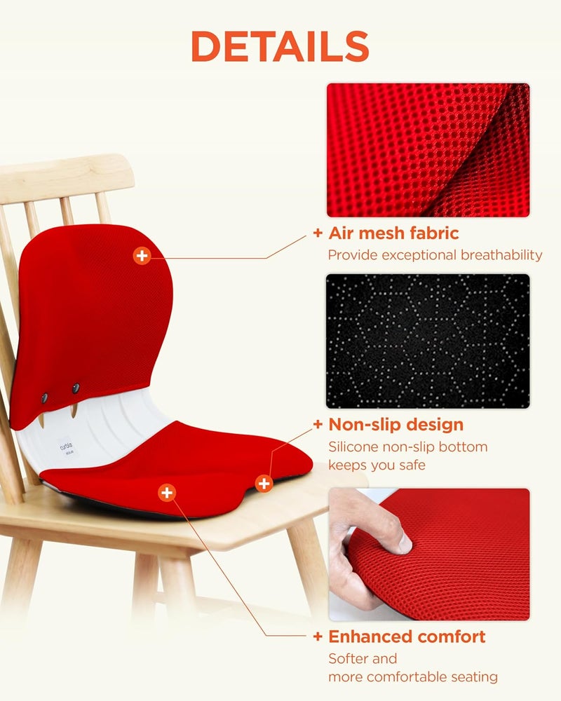 curble Wider Cover, for Wider Chair, Ergonomic Chair Back Support and Lumbar Support (Cover Red) - Image 4